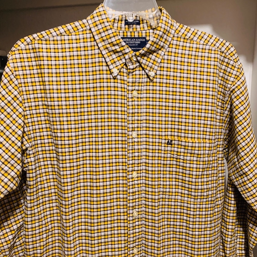 American Eagle, button down, rugged oxford shirt